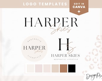 Modèle de conception de logo Canva - création de logo modifiable - logo luxe minimal - création de Logo de petite entreprise - logo d'entreprise Boho HS01 Design Pixie
