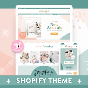 Bezauberndes Shopifikate Theme - Pastell Bunt Boutique Design - Shopilly Website Template - EN01 Design Pixie