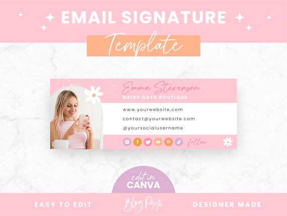 Email Signature Template Canva - Pink Business Email Design - Gmail - Outlook - Small Business Email Signature - DD01 - Blog Pixie