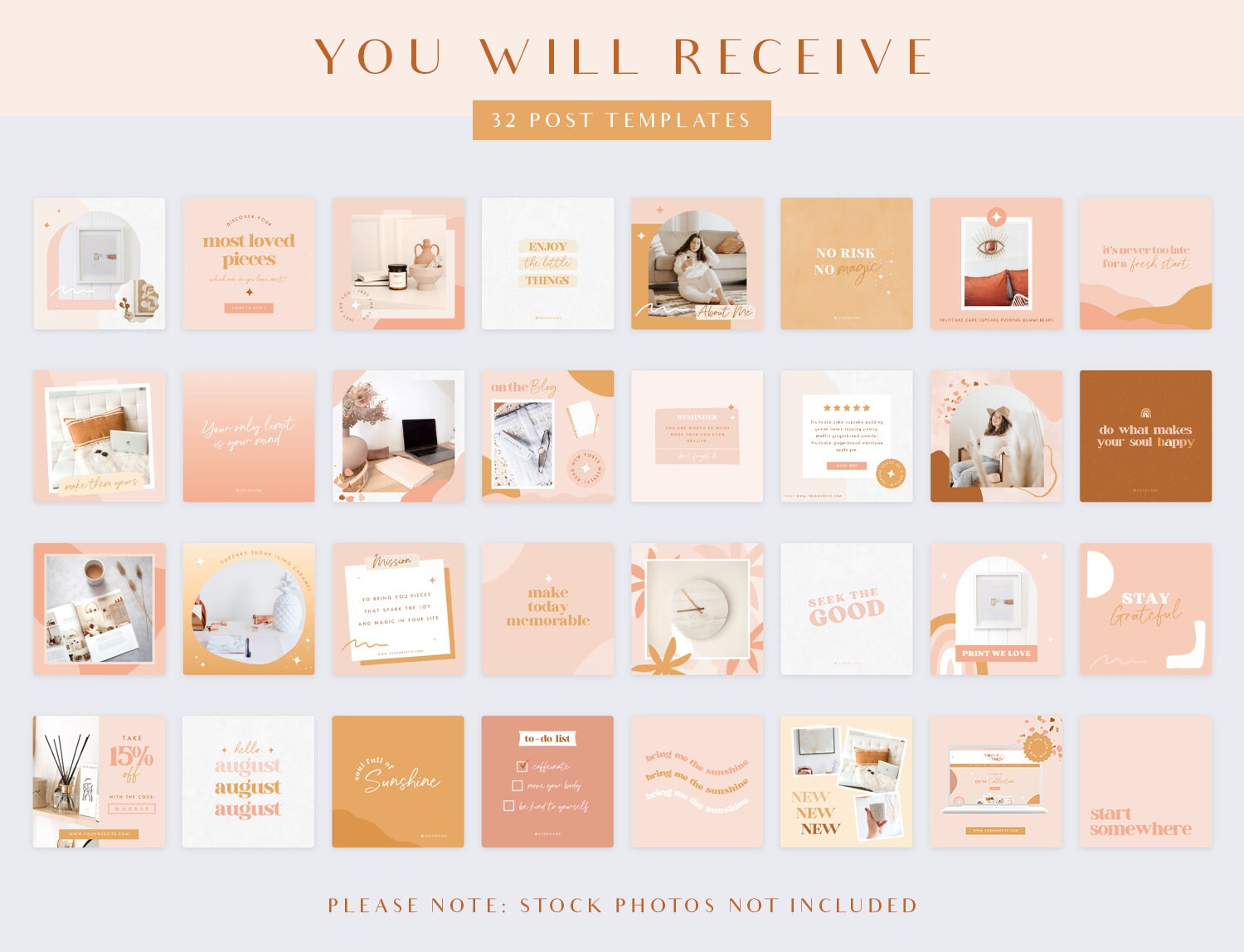 Boho Instagram Post Templates - Canva Templates - Quotes for Instagram ...