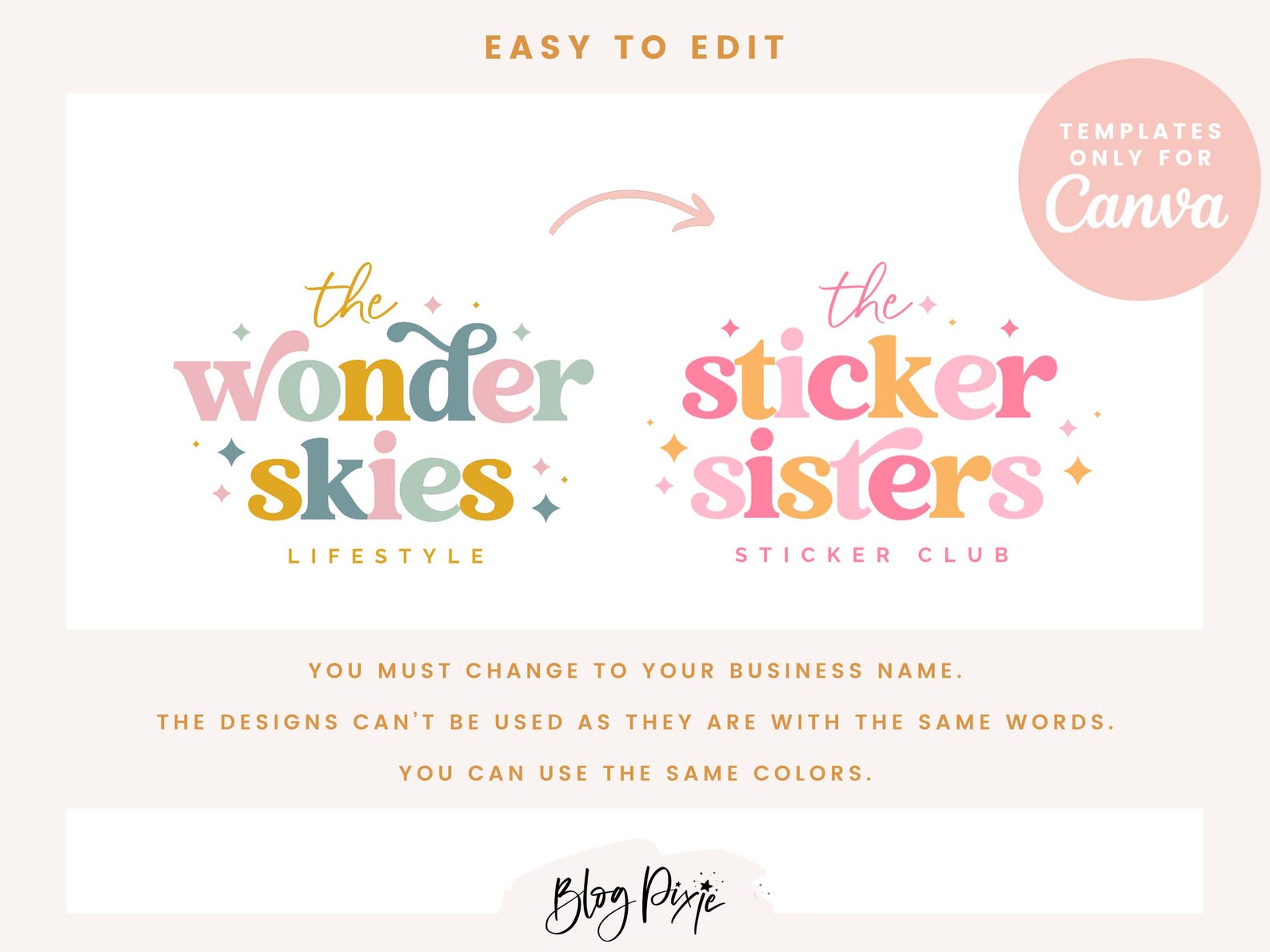 Logo With Stars - Logo Template Canva - Editable Logo Design - Small ...