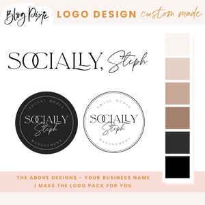 Création de logo moderne - Logo de gestionnaire de médias sociaux - Logo de coach - Logo d'assistant virtuel - Kit de marque - Design de logo élégant - LE01 Blog Pixie
