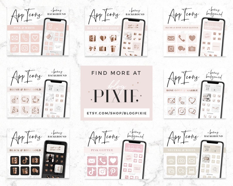 App Icons IOS 14 Pink Rose Gold App Covers IOS 14 Widgets Etsy