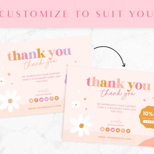 Thank You Card Template Pink - Flower Canva Thankyou Order Card ...