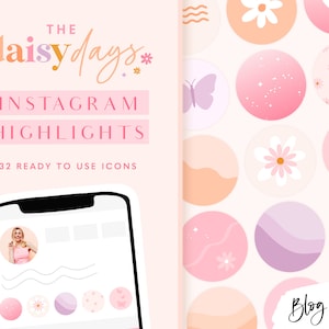 Instagram Highlight Icons Peach Pink Purple - Covers for Instagram Stories - Instagram Colorful Icons - Daisy Days DD01 Blog Pixie