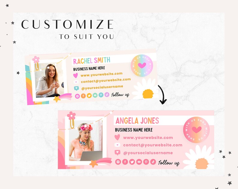 Email Signature Template Canva - Rainbow Branding - Small Business ...