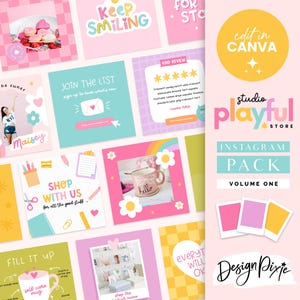 Regenbogen Instagram Post Templates Canva - Positive Zitate für Instagram Bundle, Regenbogen Branding - Verspieltes Instagram Template PF01 Blog Pixie