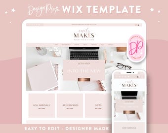 Roze Wix-websitesjabloon - roségouden websiteontwerp - Pretty Wix-blogthema - Vrouwelijk roze Wix-sjabloon voor winkel - RG01 - Blog Pixie