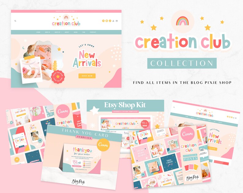 Fun Etsy Banner Templates - Etsy Shop Kit Canva - Etsy Shop Bundle - Etsy Store Listing Design - Etsy Banner Template Set - CC01 Blog Pixie image 9