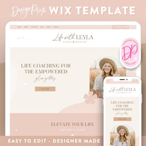 Wix Website Template Boho Coach - Wix Theme - Creative Wix Layout - Wix Web Design Ecommerce Blog - Pink Neutral Beige Website - Blog Pixie