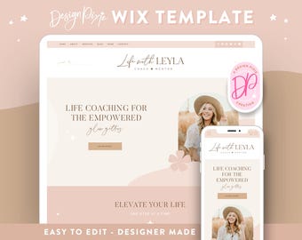 Wix Website Template Boho Coach - Wix Theme - Creative Wix Layout - Wix Web Design Ecommerce Blog - Pink Neutral Beige Website - Blog Pixie