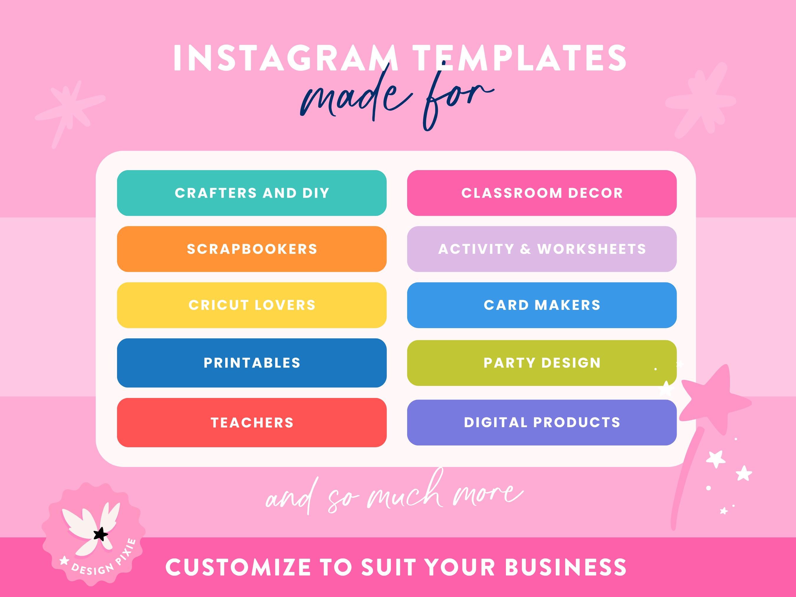 Colorful Instagram Templates Bundle - Canva Posts for Teachers, Craft ...
