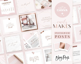 Instagram Post Templates Canva - Rose Gold Pink - Quotes for Instagram - Templates Canva - Beauty Instagram Posts - RG01 Blog Pixie