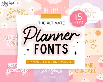 Planner Font Bundle - Handwriting Fonts for Goodnotes - Fonts for Procreate - iPad Font Bundle Cricut - Font Pack Handwritten - Blog Pixie
