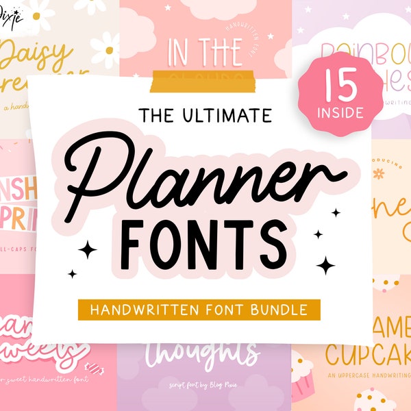 Planer Schriften Bundle - Handschriftliche Schriften für Goodnotes - Schriften für Procreate - iPad Schriften Bündel Cricut - Schriften Handgeschrieben - Blog Pixie