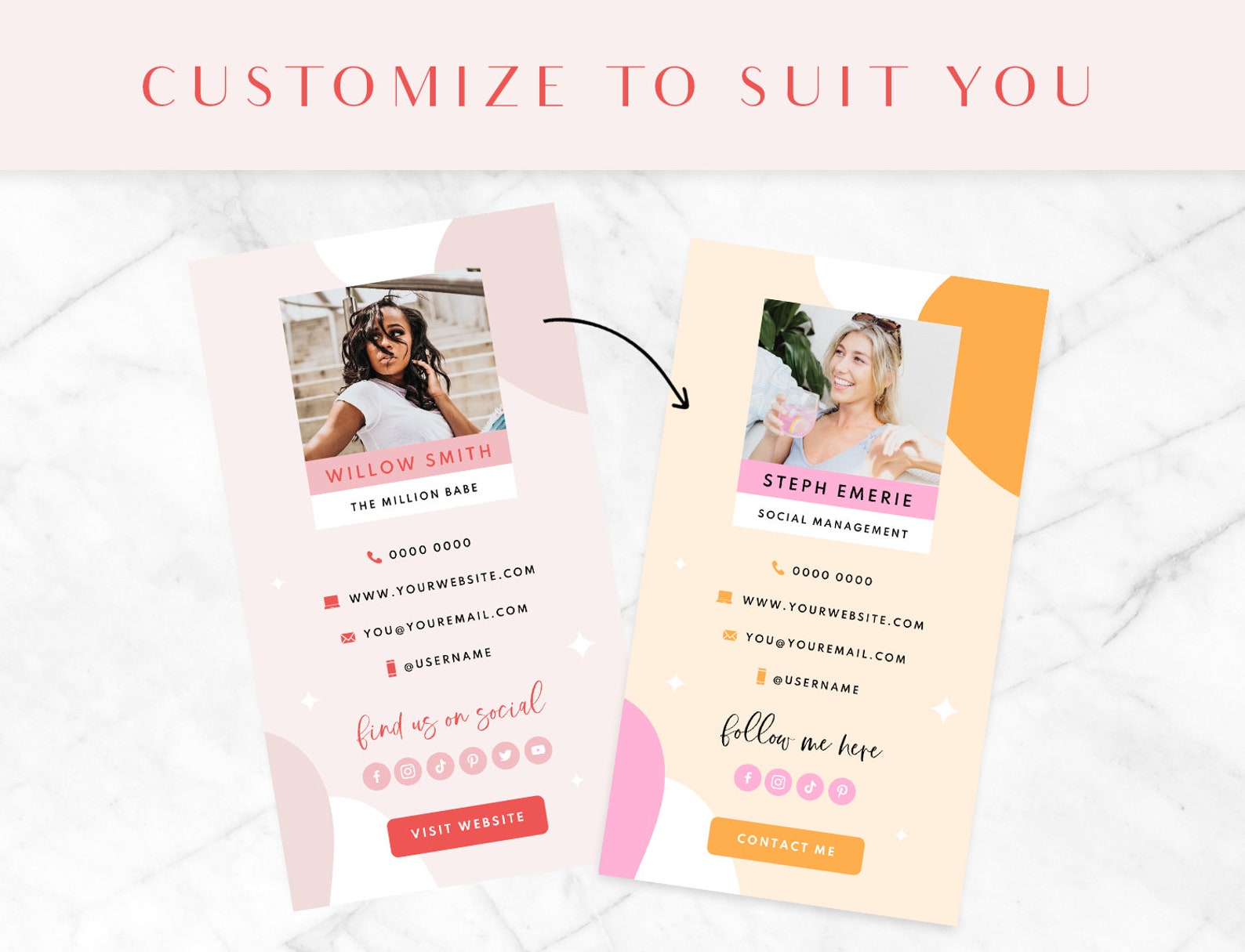 Digital Business Card Template Canva Business Card Design Etsy