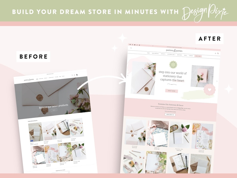Pink Shopify Theme - Pretty Shop Template for Digital Products - Pink Sage Feminine Website Theme - PP01 Design Pixie image 4