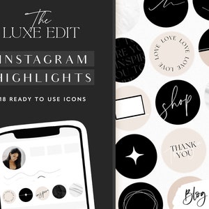 Instagram Highlight Icons - Covers for Instagram Stories - Modern Luxe Instagram Highlights - Black White Instagram Icons - LE01 Blog Pixie