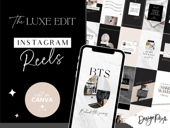 Instagram Reel Cover Template - Canva Instagram Reels - Instagram Video Ideas - Black White Instagram - Tiktok Templates - LE01 - Blog Pixie