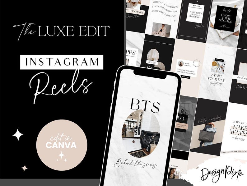 Instagram reel cover templates black luxe