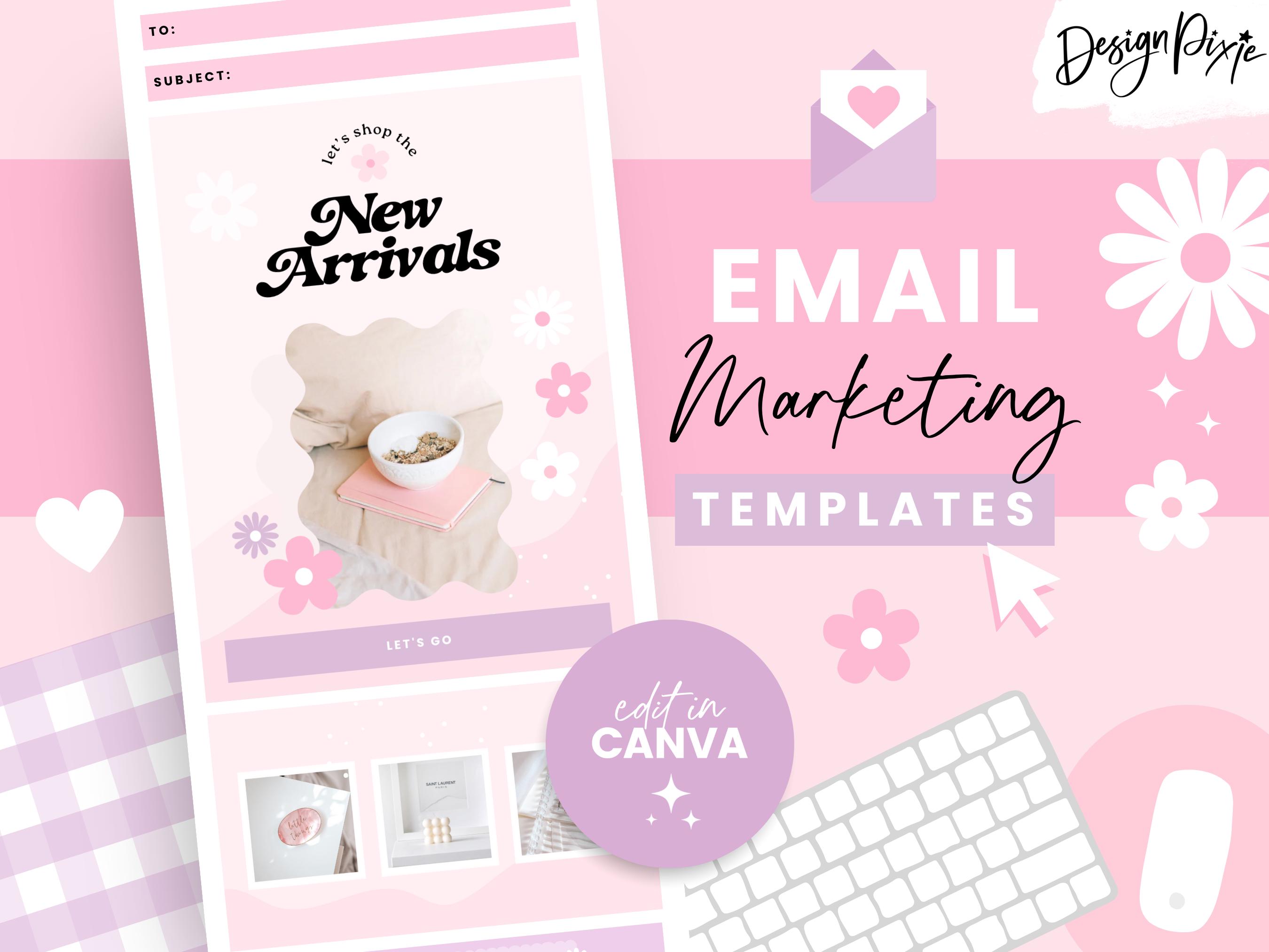 Pink Email Marketing Templates - Canva Newsletter Template - Pastel ...