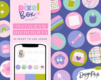 Süße Bunte Instagram Highlight Icons - Pastel Rainbow IG Story Covers - PB1 Design Pixie