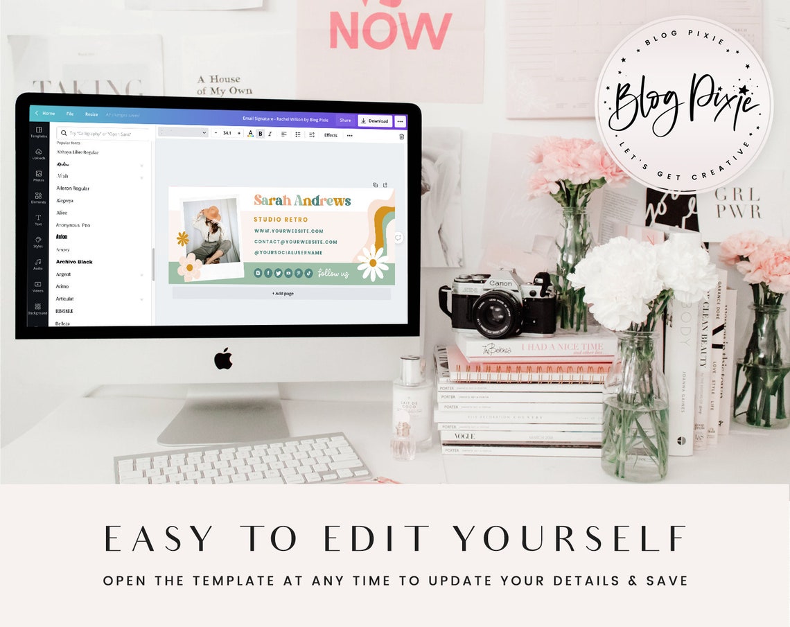Retro Email Signature Template Canva - Business Email Signature Design ...