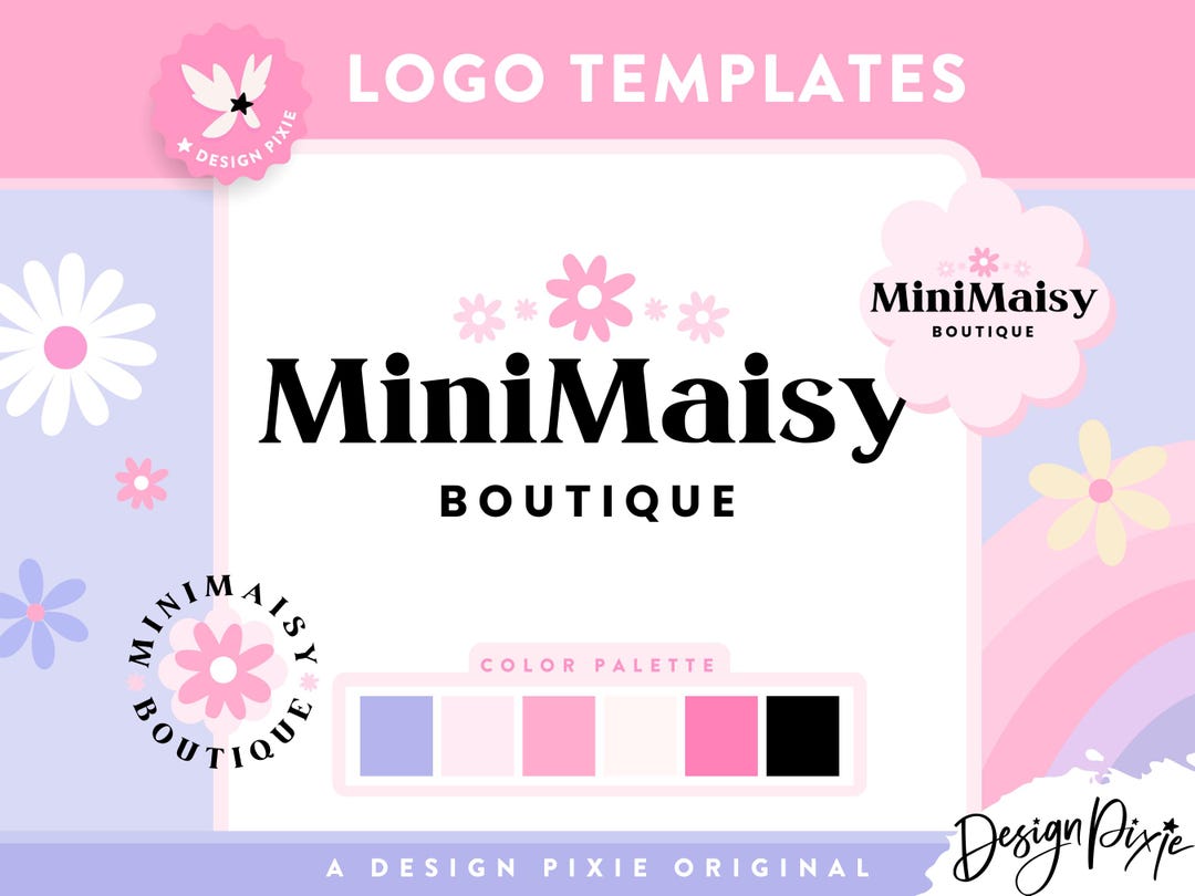 Girly Boutique Logo Design Template - Chic Bold Black Font With Pink ...
