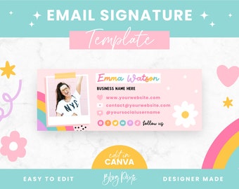 Rainbow Email Signature Template Canva - Small Business Email Design - Rainbow Branding - Email Template Canva - PF01 - Blog Pixie