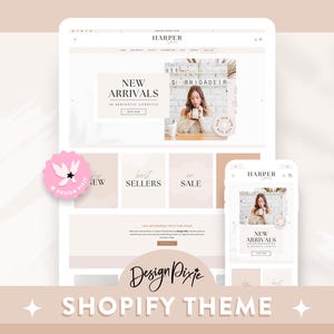 Modèle de thème Shopify minimal - Shopify 2.0 esthétique - Thème Shopify blanc luxe - Site Web Boho beige - Bannières Shopify HS01 Design Pixie