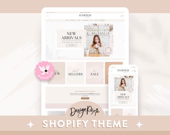 Shopify Theme Template Minimal - Aesthetic Shopify 2.0 - Luxe White Shopify Theme - Beige Boho Website  - Shopify Banners HS01 Design Pixie