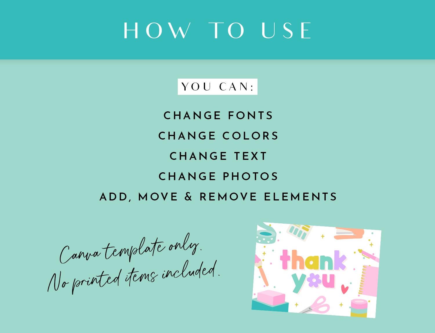 Craft Thank You Card Template Canva - Rainbow Branding - Canva Order ...