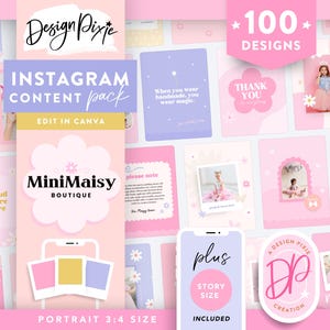 Girly Pink Boutique Instagram Templates Canva - Hübsche Pastell Instagram Story Ideen - Hair Bow Zubehör Business - MN01 Design Pixie