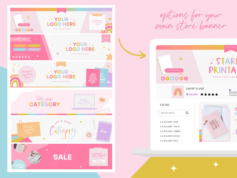 Etsy Shop Banner Kit Canva Etsy Banner Templates Etsy Etsy