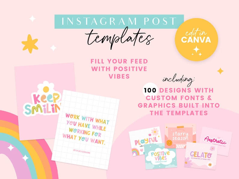 creative instagram post ideas with rainbow colors and positive quotes for instagram