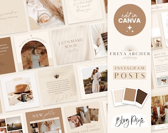 Photography Instagram Templates - Boho Neutral Instagram Post Templates - Canva Templates - Small Business Instagram - FA01 - Blog Pixie