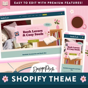Bookish Shopify Theme - Website Design for Book Merch and Book Box Subscription - Online Shop Template - Book Store - BC01 Deisgn Pixie