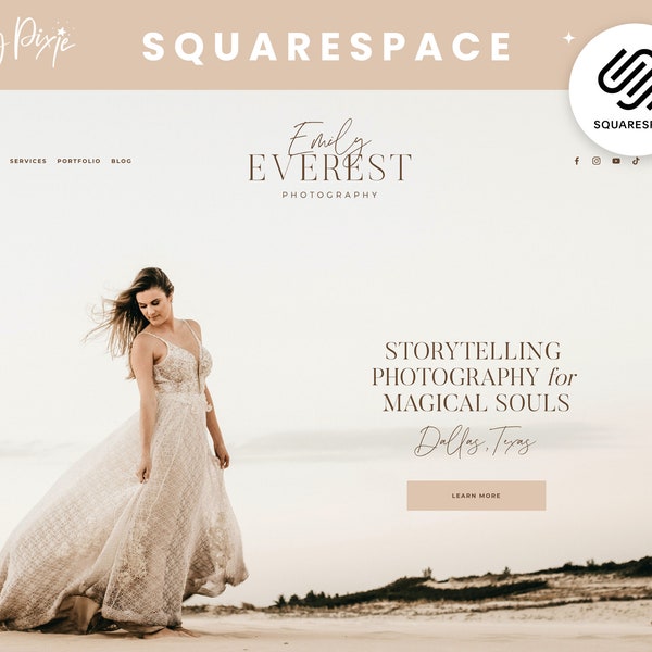 Squarespace Template Photography - Portfolio Web Design - Photographer Squarespace 7.1 Website Template - Boho Website - FA01 - Blog Pixie