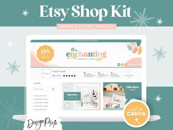 Etsy Banner Templates Canva - Pastel Colorful Etsy Shop Bundle - Etsy Store Listing Ideas - Etsy Shop Kit Branding - EN01 -  Blog Pixie