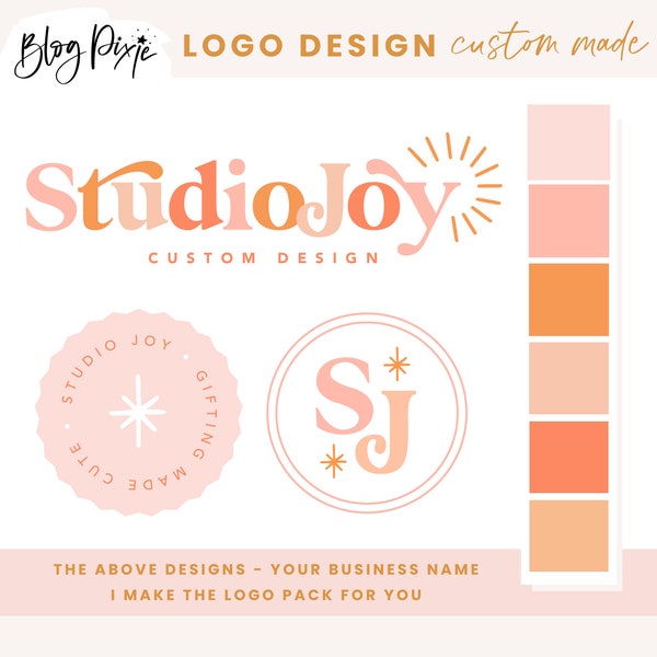 Boho Logo Design - Colorful Logo -  Small Business Logo - Bright Modern Logo - Podcast Logo Branding Kit - Retro Logo Design SJ01 Blog Pixie