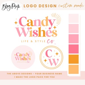 Bright Pink Logo Design - Boho Logo - Coach Logo - Podcast Logo - Branding Kit - Colorful Logo Design - Semi Custom Logo - CW01 - Blog Pixie
