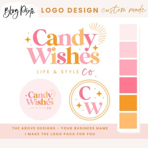 Design de logotipo rosa brilhante - Logotipo Boho - Logotipo Coach - Logotipo Podcast - Kit de branding - Design de logotipo colorido - Logotipo semi personalizado - CW01 - Blog Pixie