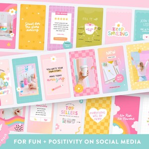 Playful Rainbow Instagram Templates Canva - Positive Quotes for Instagram - Post and Story Ideas - Cute Branding - PF01 Design Pixie image 5
