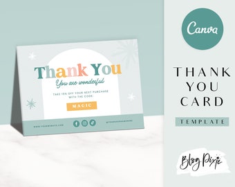 Thank You Card Template Canva - Pastel Thankyou Order Card - Small Business Branding - Thank You Cards - Gift Voucher Template - Blog Pixie