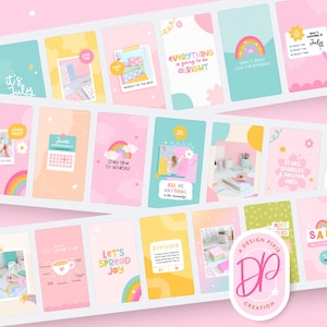Zabawne szablony postów na Instagramie, tom 2 – Tęczowe szablony na Instagramie Canva – Pakiet pozytywnych cytatów – Tęczowa marka PF01 Design Pixie zdjęcie 5