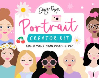Portrait Creator Kit Canva - SVG Profile Pic, Instagram, Blog, Etsy - Custom Cute Illustrated Profile Pic - CF01 Design Pixie