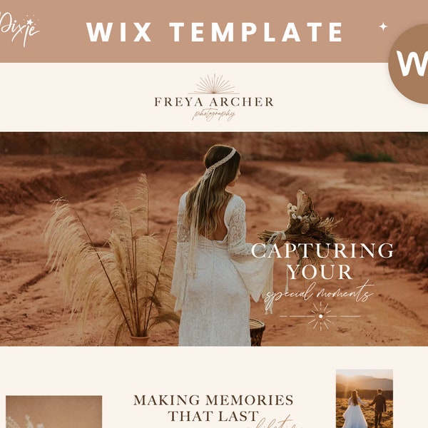 Photography Website Template - Boho Wix Design - Photographer Website  - Creative Wix - Wedding Photographer - Web Design - FA01 Blog Pixie