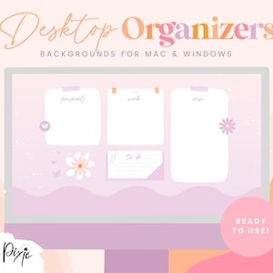 Desktop Organizer Wallpaper Pink Purple - Desktop Background Aesthetic - 2023 Desktop Organizer For Mac and Windows - DD01 - Blog Pixie