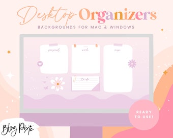 Pink Paradise Computer Desktop Wallpaper Organizer Set