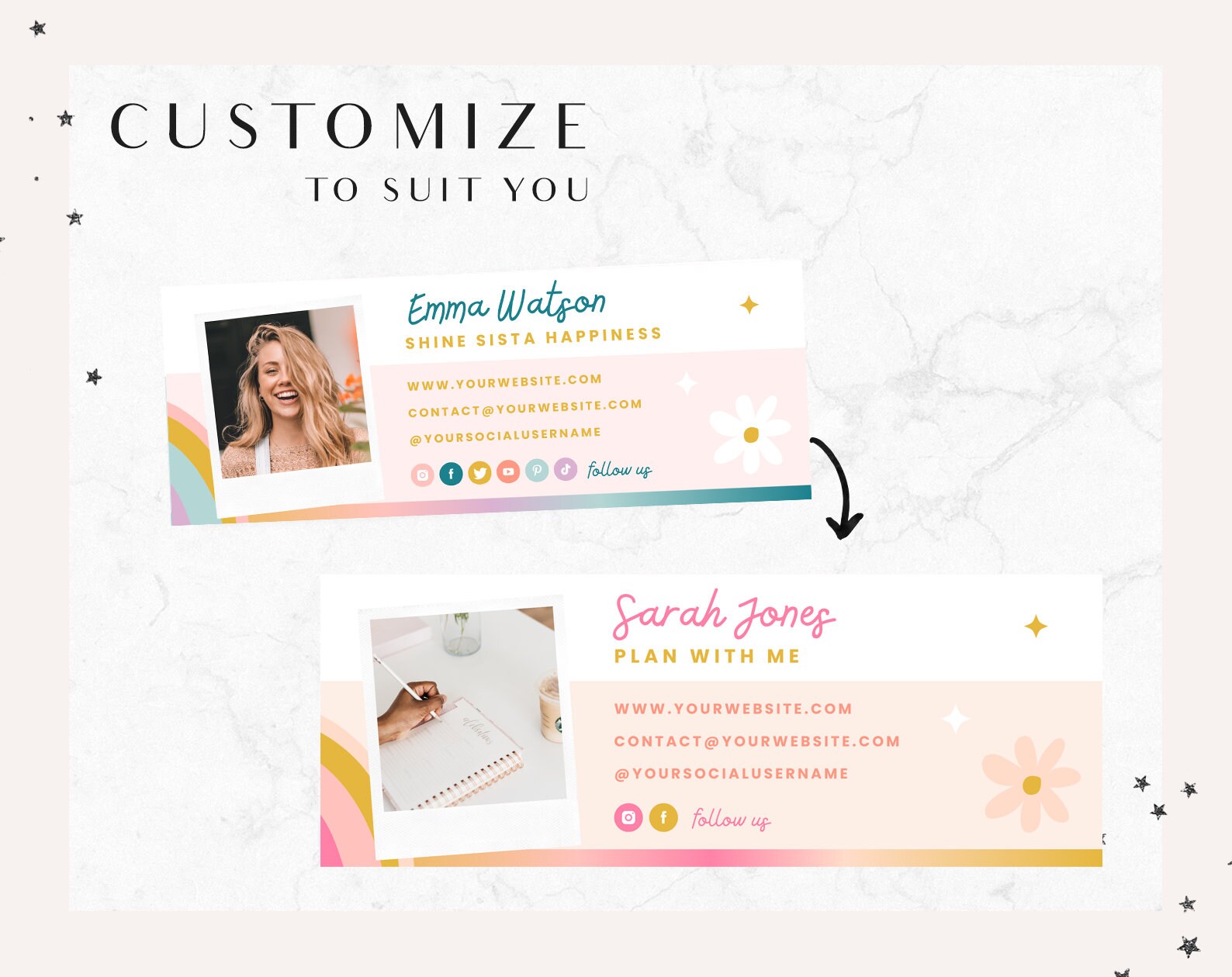 Spring Email Signature Designs Email Signature Template Canva - Pastel Rainbow Branding Business Email ...